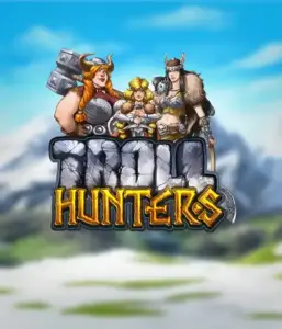 Immerse yourself in "Troll Hunters," where bold Viking warriors are poised to battle their foes. The logo displays a pair of Vikings, male and female, equipped with weapons, overlooking a chilly mountainous backdrop. They emanate strength and courage, capturing the essence of the game's adventurous theme.